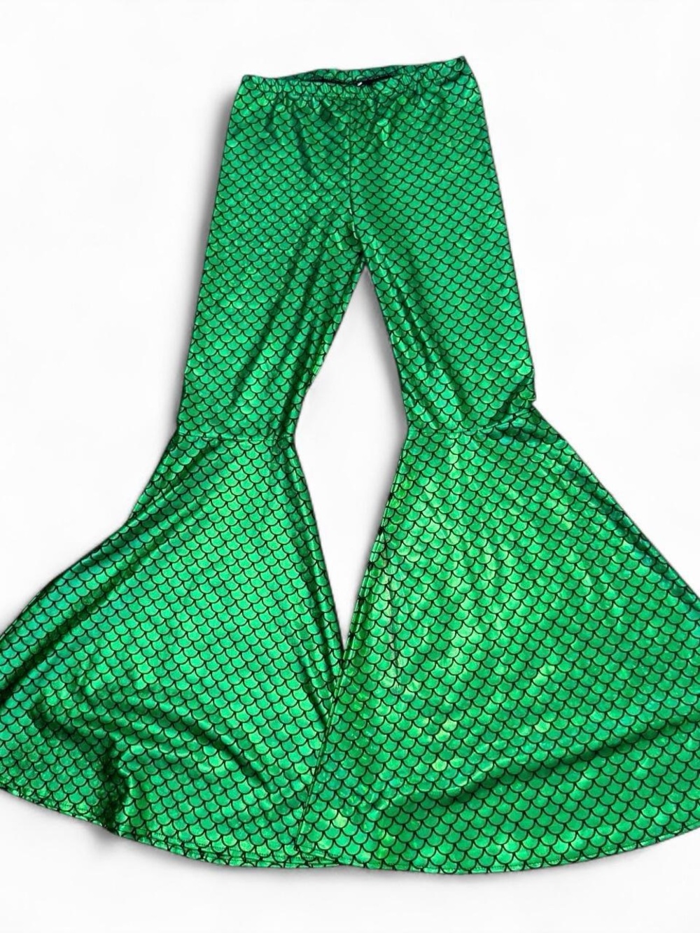 Green Mermaid Scale Bell Bottom Pants- Small